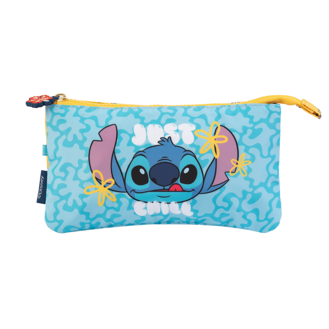 Grupo Erik Estuche Stitch, Estuche Escolar 3 Compartimentos para niños, Stitch Regalos de Papeleria para Vuelta al Cole, Cremallera Resistente, Disney Licencia Oficial