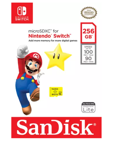 Comprar Tarjeta de Memoria MicroSDXC 256GB para Nintendo Switch SanDisk  - Switch, 256GB, Oficial Nintendo, Tarjetas de Memoria