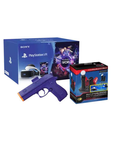 PlayStation VR (Modelo ZVR2) + Camara + VR Worlds + Move Pistola 3D + VR Moves Estación Multicarga
