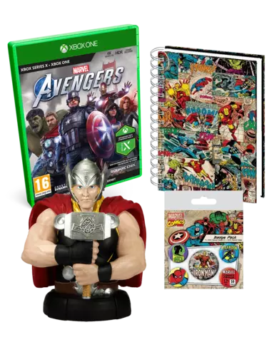Comprar Marvel's Avengers + Busto Thor + Libreta A5 Marvel 3D + Set de Chapas Iron Man Xbox One Pack Thor