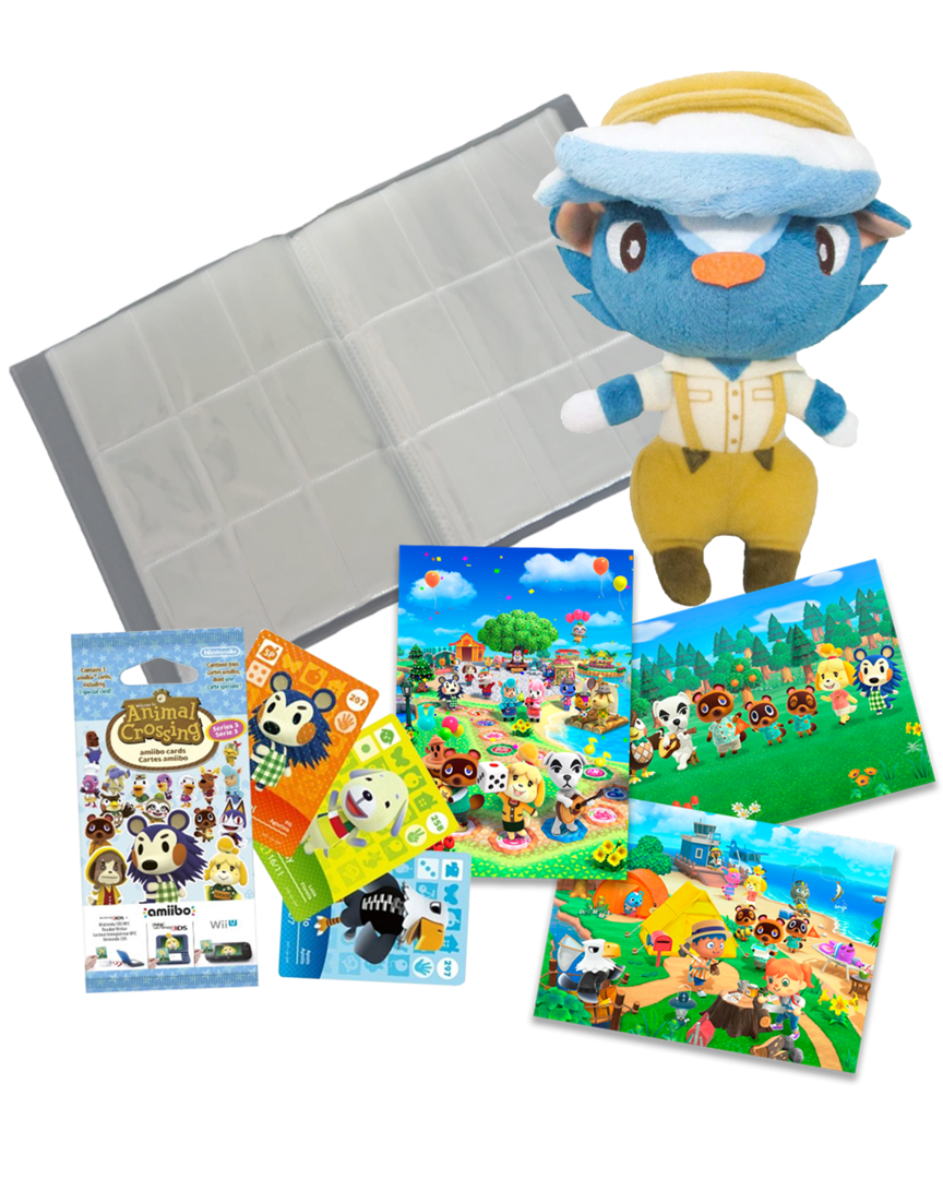 Pack 3 Tarjetas amiibo Animal Crossing Serie 3 + Peluche Betunio +Album para Cartas Coleccionista + Set de Postales Animal Crossing