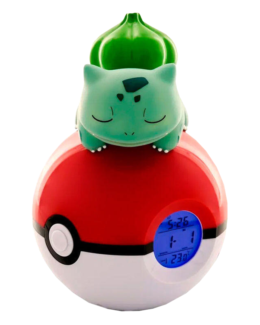 Reloj alarma con luz led bulbasaur pokémon 18 cm
