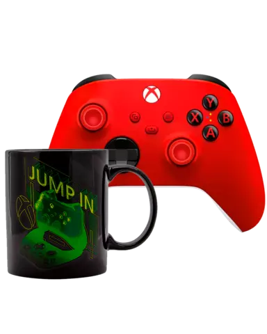 Mando Inalámbrico Pulse Red + Taza Xbox con Licencia Oficial