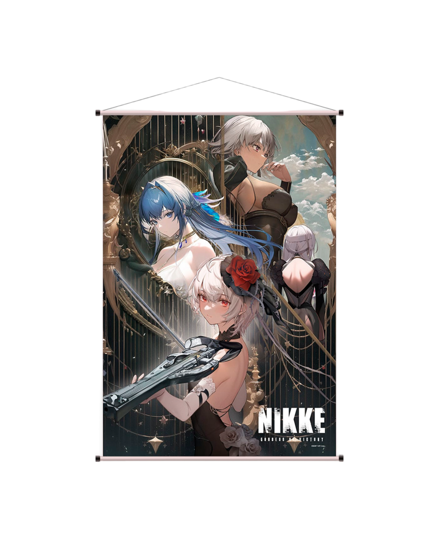 Póster de tela sugar, helm, julia & modernia goddess of victory nikke sakami merchandise 60x90cm