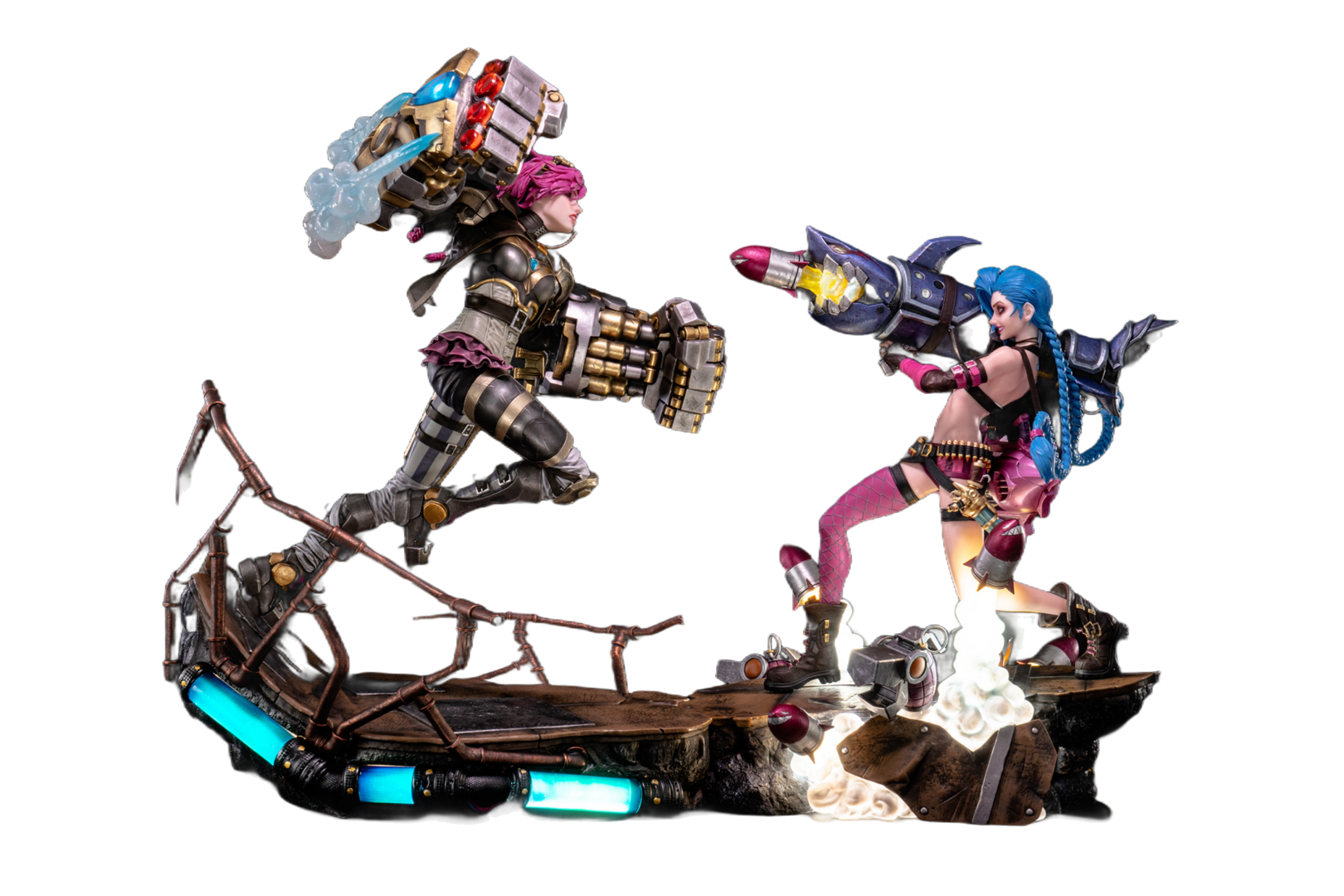 Figura jinx & vi bundle estatua diorama resina escala 1/6 league of legends 32 cm + 40 cm