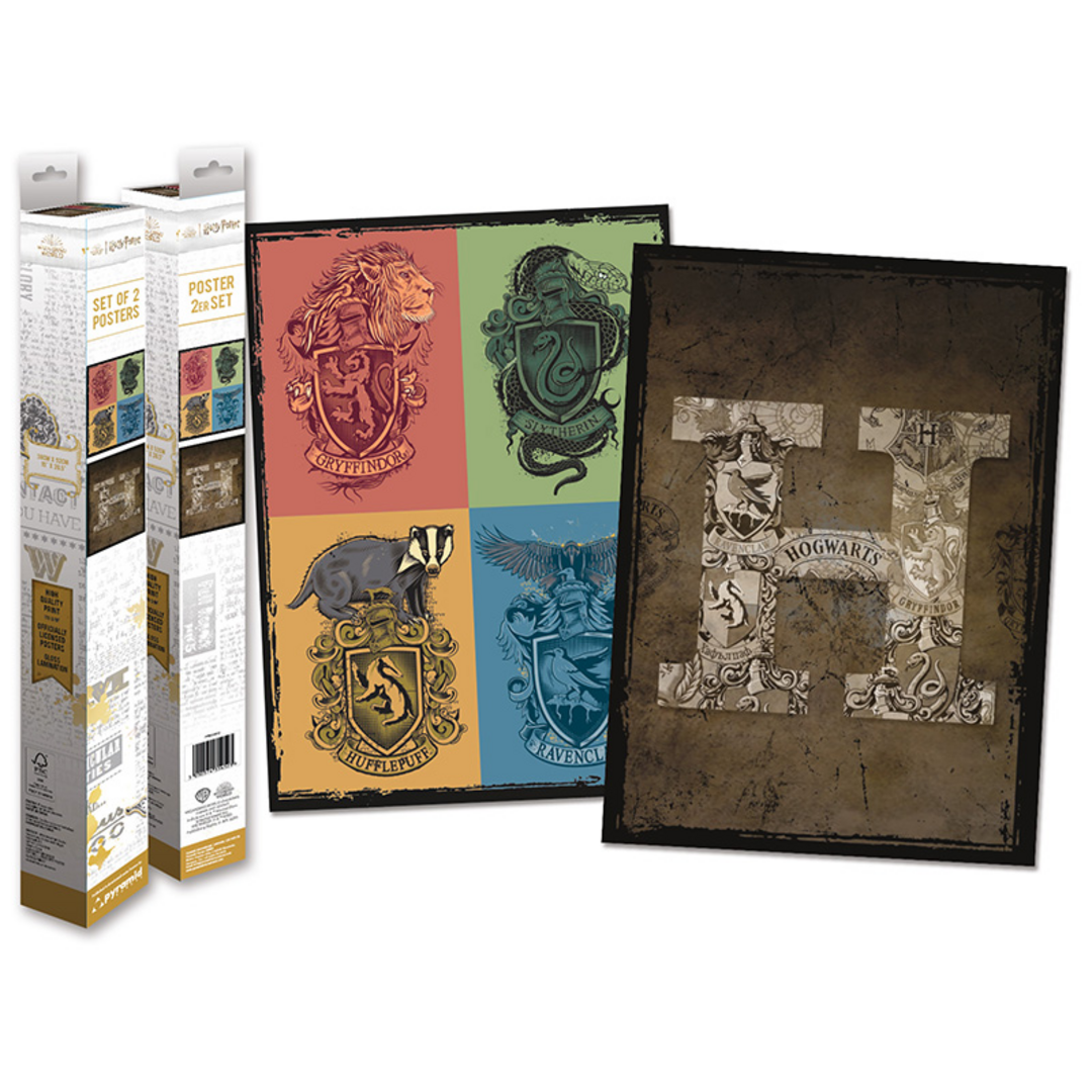 Póster - Pyramid InternationalHarry Potter. Escudos y Hogwarts, 2 Pósters, 52 x 38 cm – imagen 2