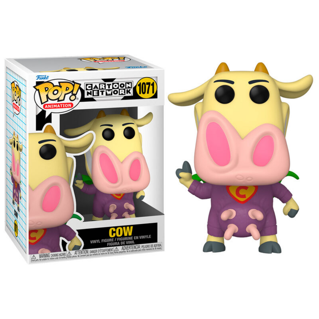 Figura pop cartoon network cow and chicken - superhero cow