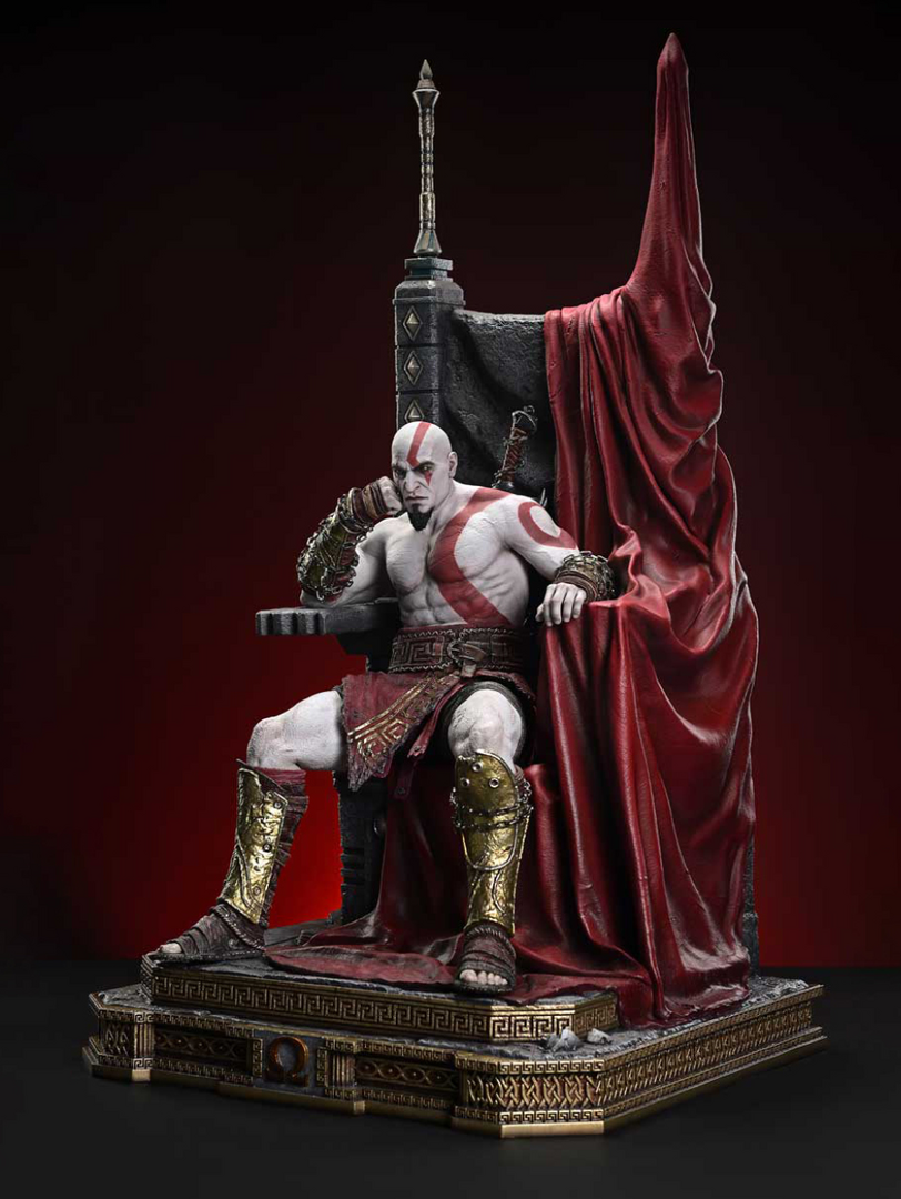 Estatua master young kratos throne legacy god of war 1/3 bonus version prime 1 studio 91cm
