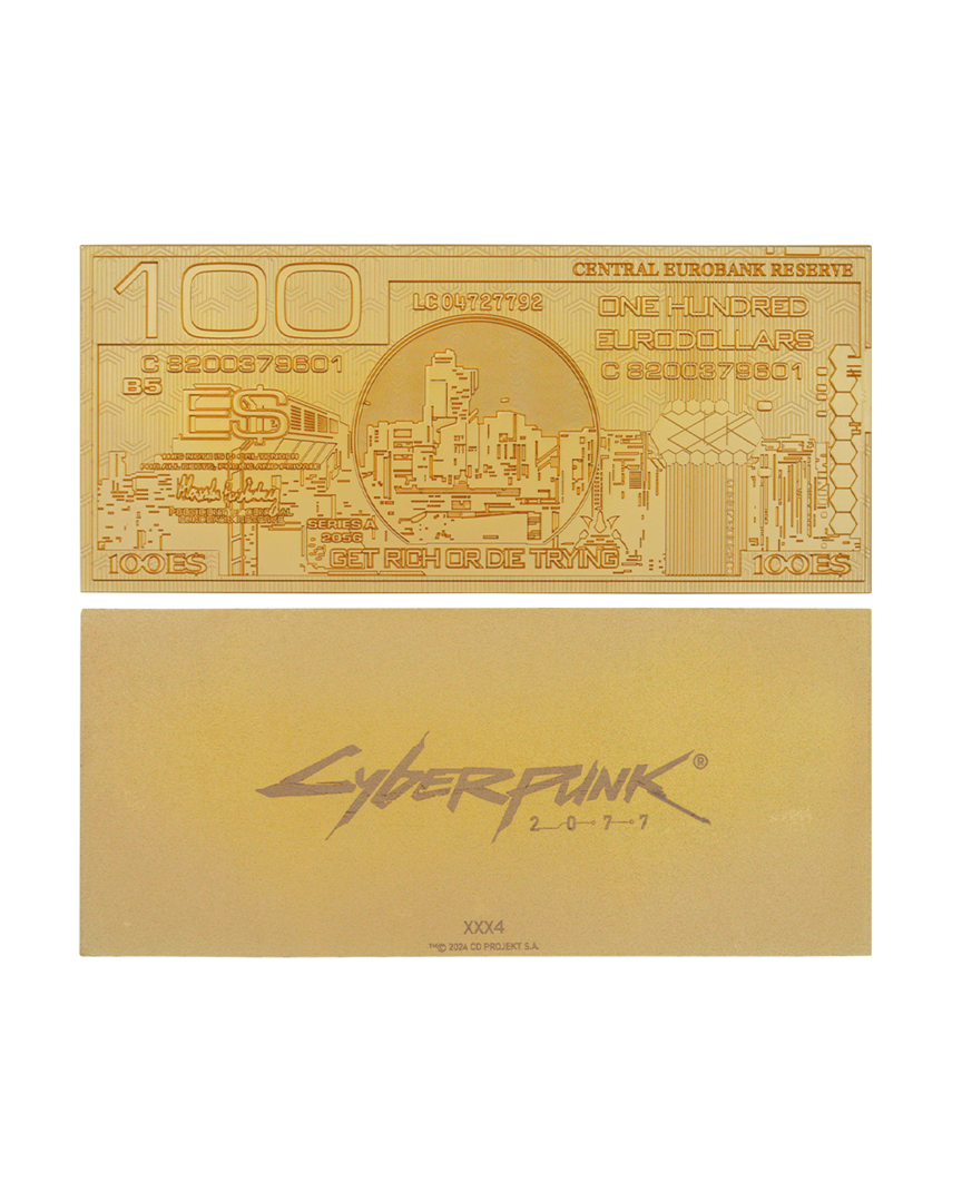 Réplica eurodolar cyberpunk 2077 24k gold plated fanattik