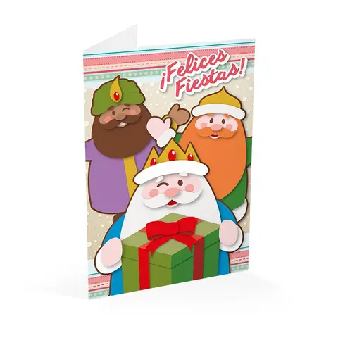 Comprar Tarjeta Felicitacion Reyes Magos Y Papa Noel 