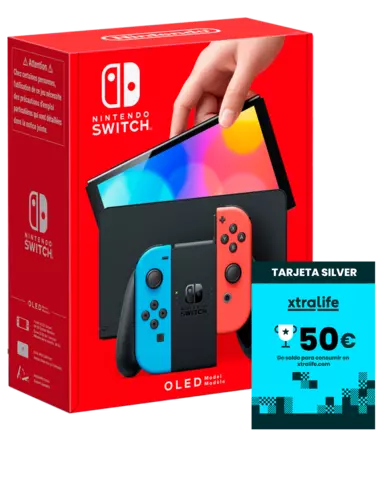 Nintendo Switch Modelo Oled (Rojo/Azul) + Tarjeta Regalo xtralife Silver 50€