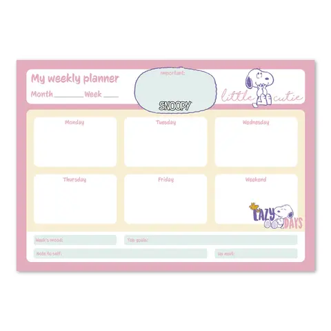 Comprar Bloc Planificador Semanal A4 Snoopy 