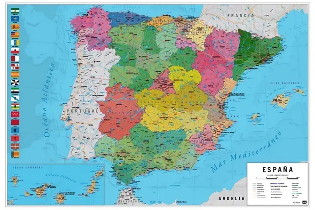 Comprar Poster Mapa España Fisico Politico 