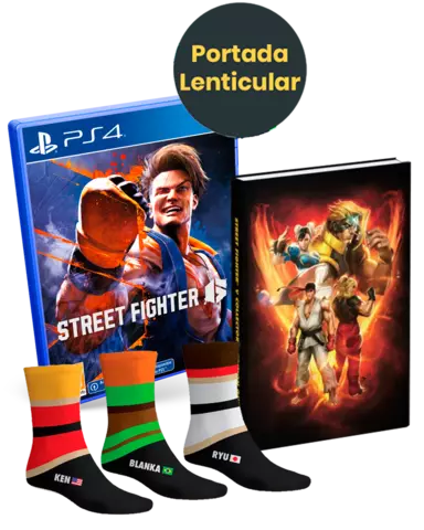 Street Fighter 6 Edición Lenticular + Guía Street Fighter V Ed. Coleccionista + Calcetines Street Fighter Talla 39-46