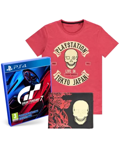 Comprar Gran Turismo 7 + Cartera Skull Sony + Camiseta PlayStation Tokyo Talla L PS4 Pack Camiseta Talla L