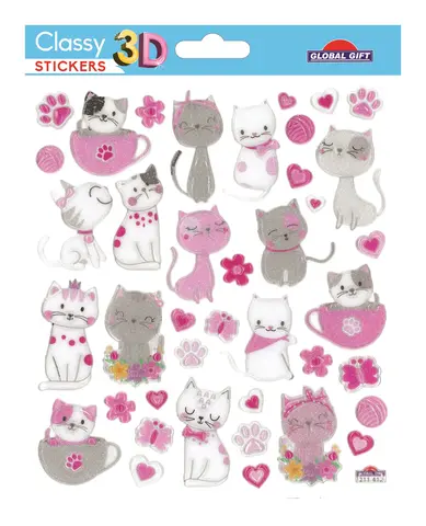 Comprar Pegatinas Classy 3D Gatos Glitter 