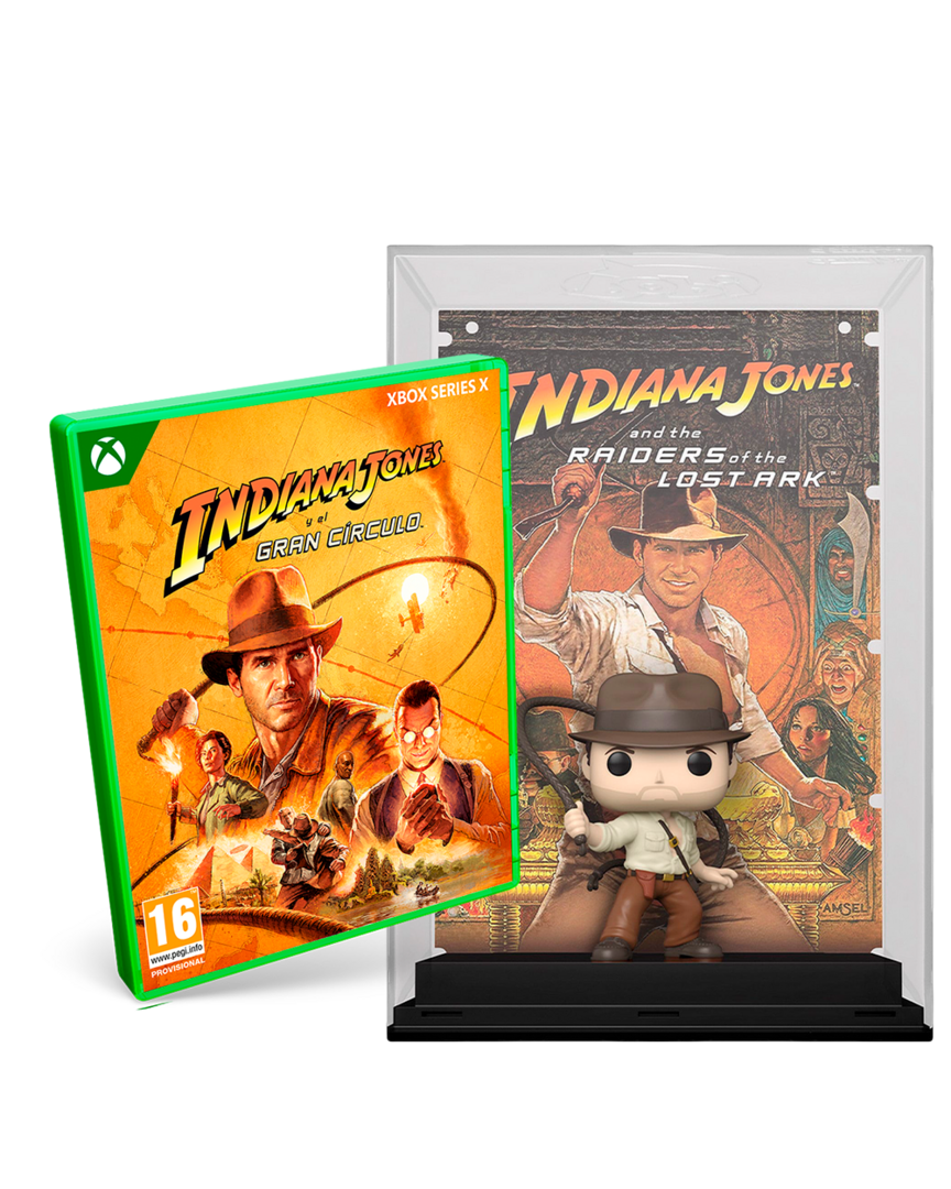Indiana jones y el gran círculo + funko indiana jones poster