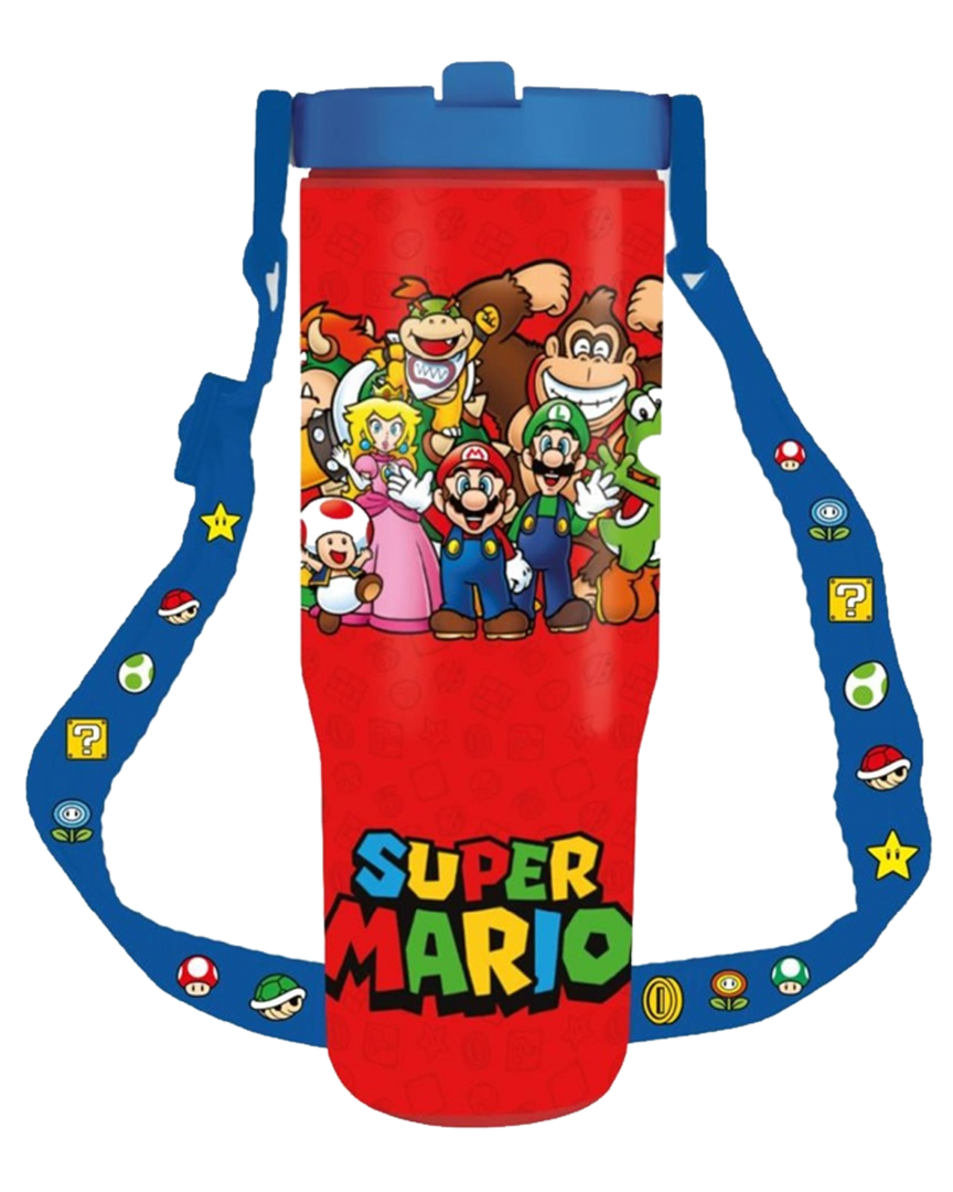 Botella de viaje super mario 880 ml con cuerda