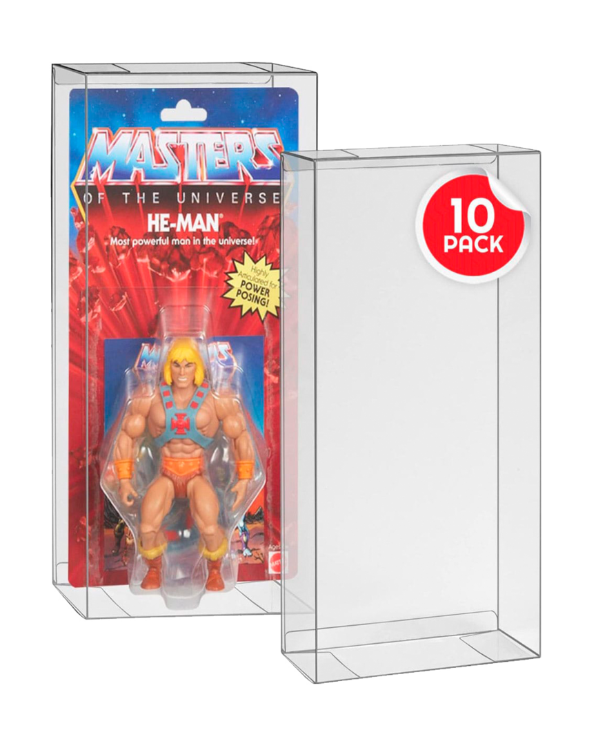 Caja de pet pack 10 unidades para figuras masters of the universe origins evoretro 29,2 x 6,5 x 15,6 cm