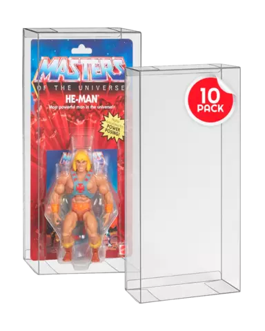 Caja de PET Pack 10 Unidades para Figuras Masters of the Universe Origins Evoretro 29,2 x 6,5 x 15,6 cm