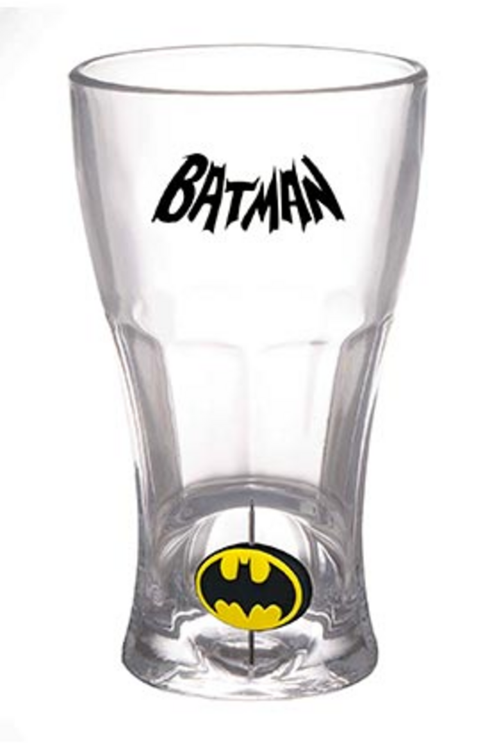 Batman logo vaso refresco cristal emblema giratorio 3d dc comics