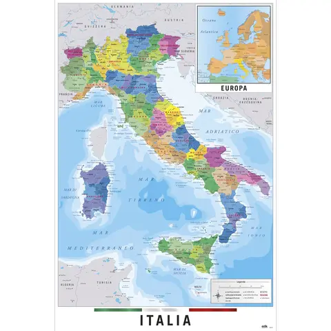 Comprar Poster Mapa Italia Fisico Politico 