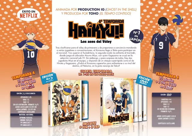 Comprar Haikyu Temporada 4 (Episodios 1 a 25 + 5 OVA) Blu-Ray Estándar Blu-ray