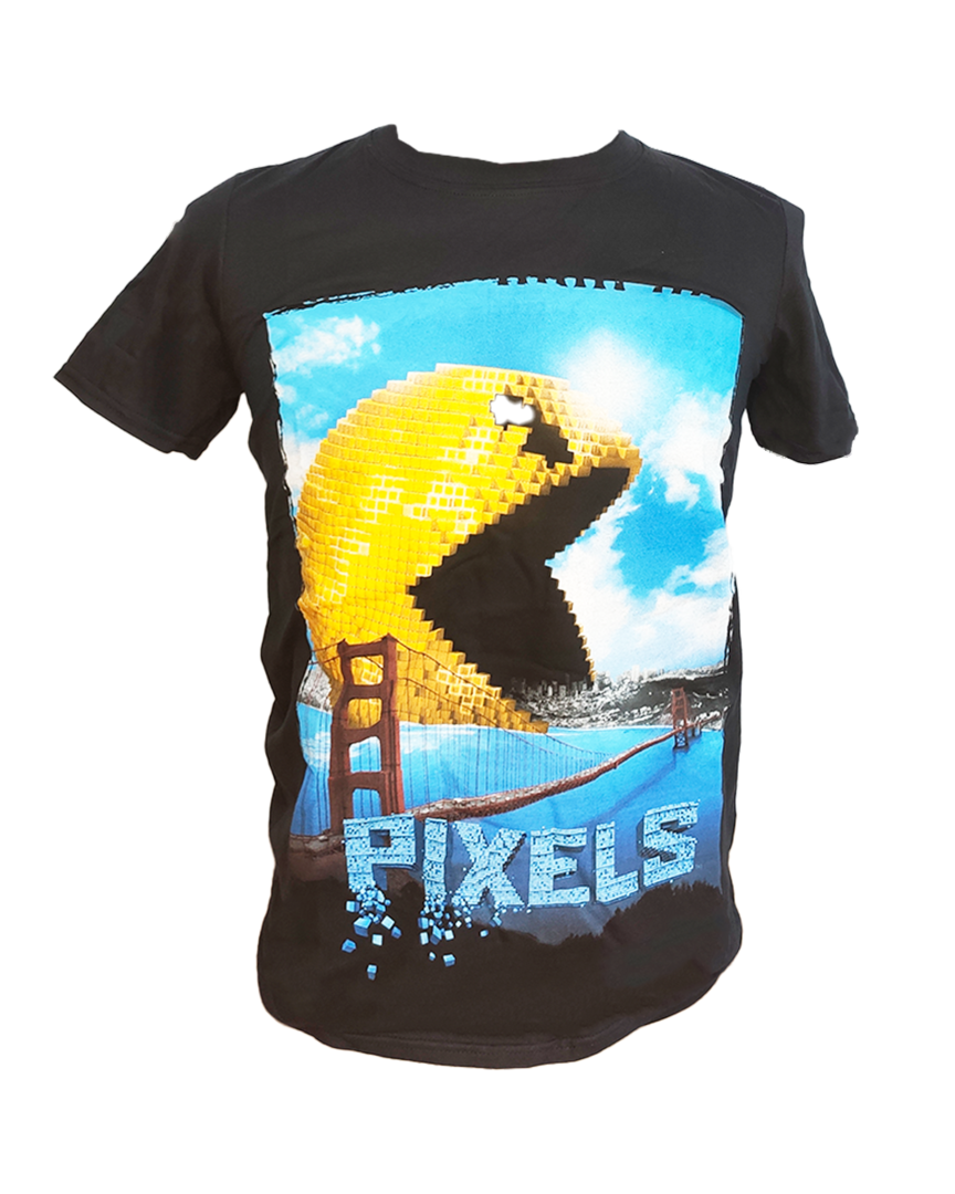 Camiseta Negra Pixels Movie PacMan Poster Talla L