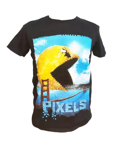 Comprar Camiseta Negra Poster de PacMan de la Película Pixels Talla S Talla S