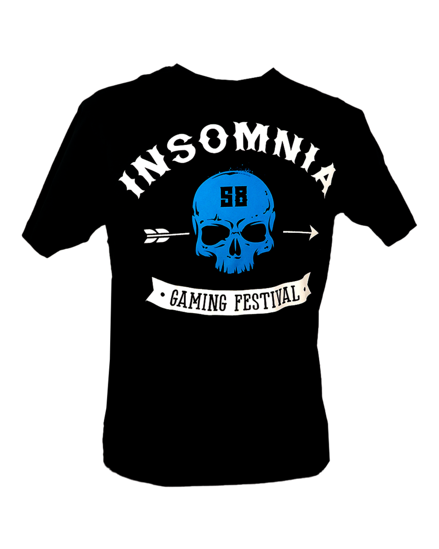 Camiseta negra calavera insomnia gaming festival talla xs