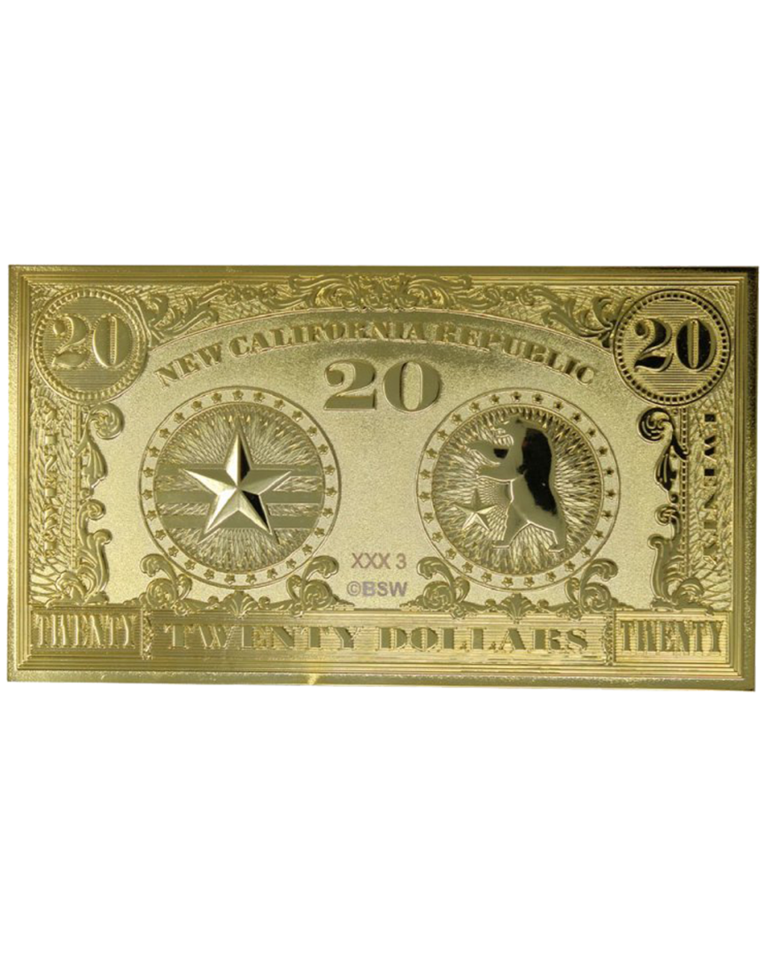 Billete Dorado 20$ California Republik Fallout New Vegas Réplica