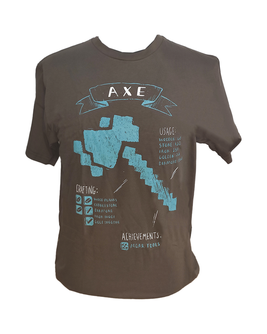 Camiseta negra hacha minecraft talla m