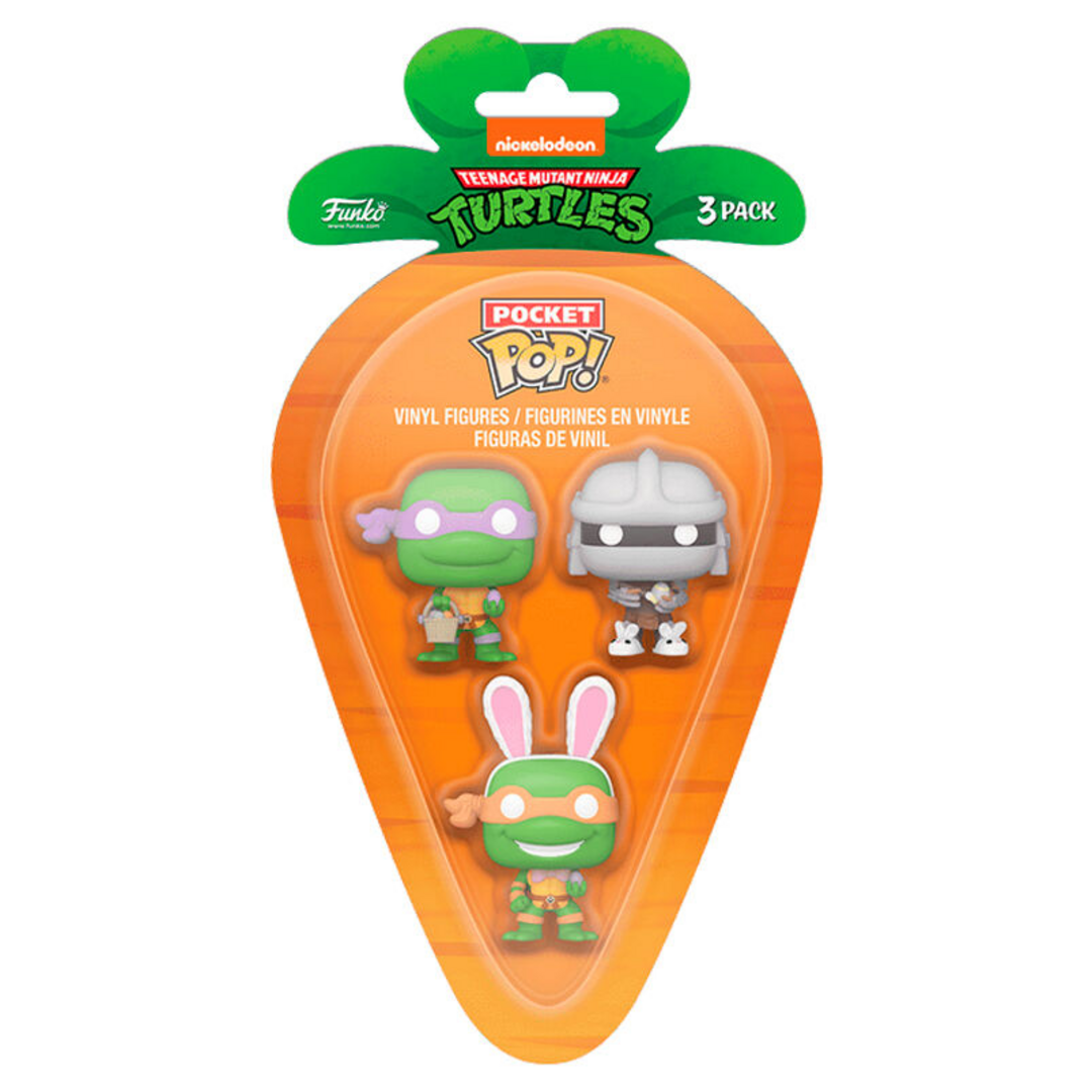Blister 3 figuras carrot pocket pop tortugas ninja donatello shredder michelangelo