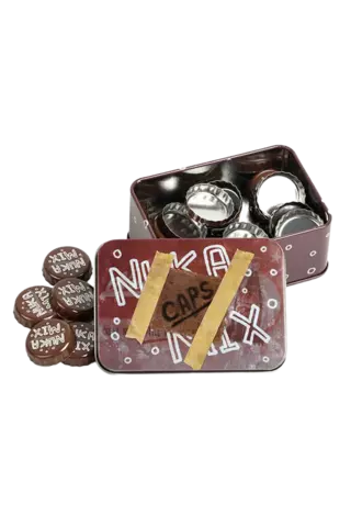 Replica Set 20 Chapas con Caja de Hojalata s Fallout Nuka-Mix DevPlus