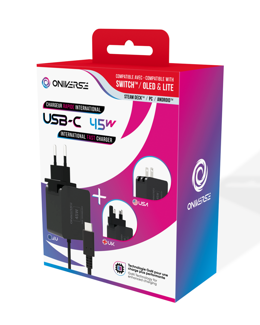 Cargador rápido oniverse international 45w negro