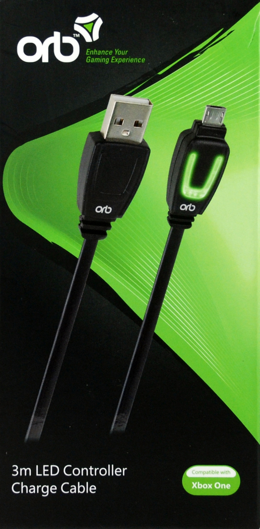 Xbox one - cable de carga del mando led de 3 m (orb)