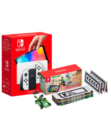 Nintendo Switch Modelo OLED (Blanco) + Mario Kart Live: Home Circuit Edición Luigi