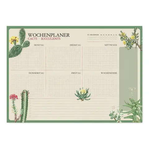 Comprar Bloc Planificador Semanal A3 Botanical Cacti Aleman Kokonote 