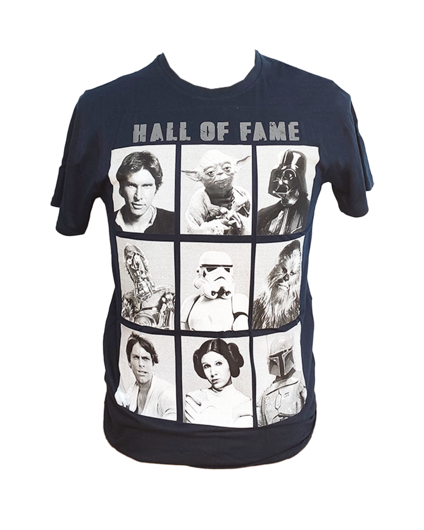 Camiseta Negra Star Wars Espisodios Antiguos Personajes Talla M