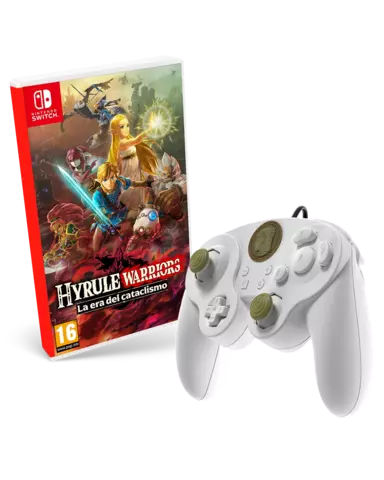 Hyrule Warriors: La Era del Cataclismo + Mando Pro Fight Pad con Cable - Zelda Blanco