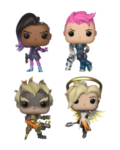Comprar Set de 4 Figuras POP! Sombra - Zarya - Junkrat - Mercy (Brillante) Overwatch 9 cm Figuras