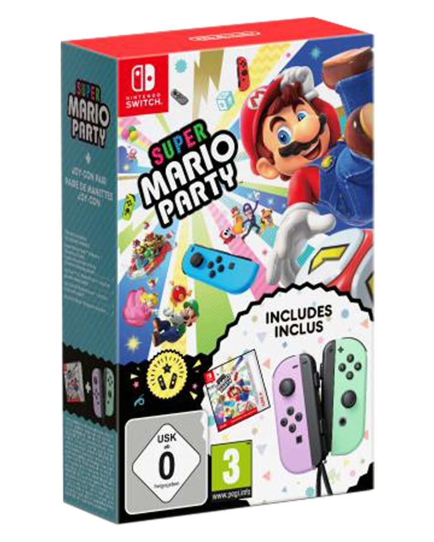 Super mario party (código de descarga) + joy-con verde pastel/morado pastel