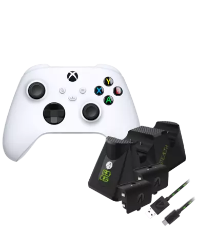 Mando Inalámbrico Xbox Robot White + Base de Carga Doble