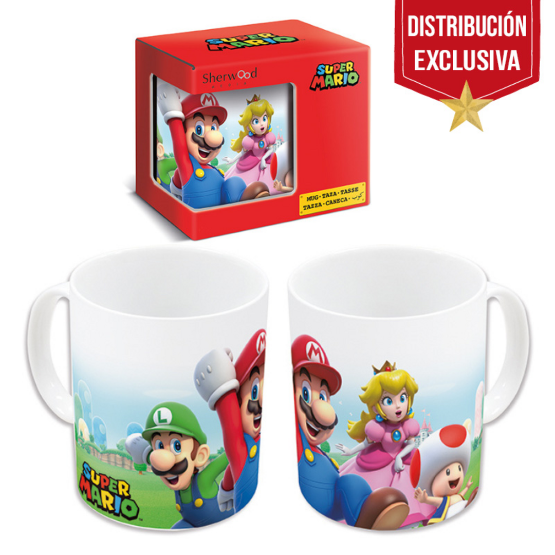 Super mario - taza de 325 ml blanca mario y sus amigos