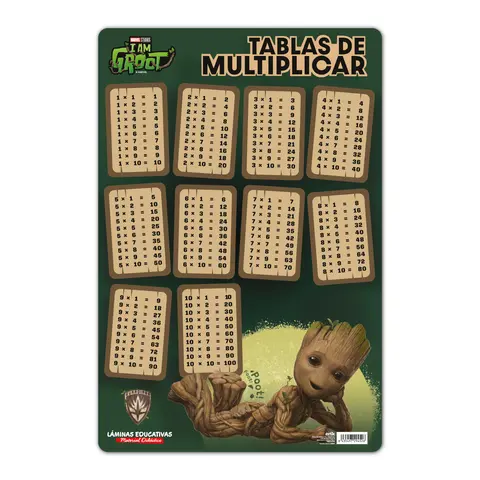 Comprar Lamina Educativa Español Tabla De Multiplicar Marvel Groot 