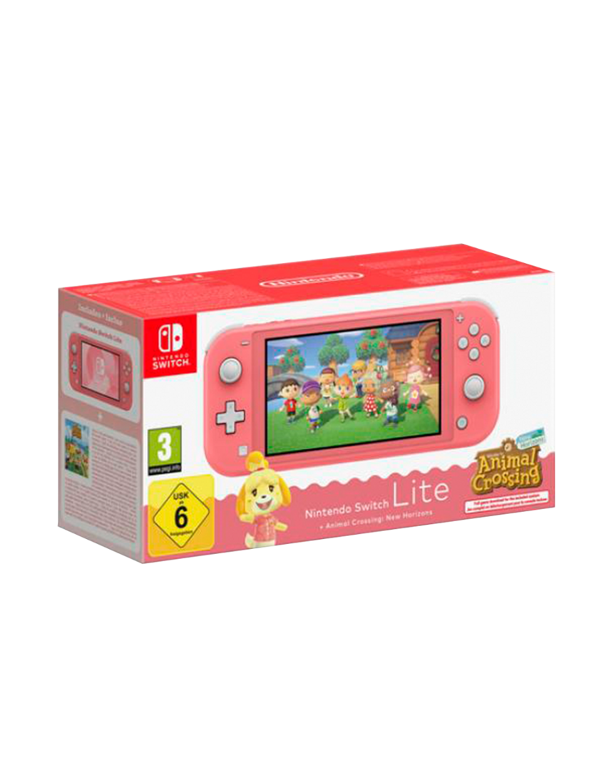 Consola nintendo switch lite coral + animal crossing new horizons