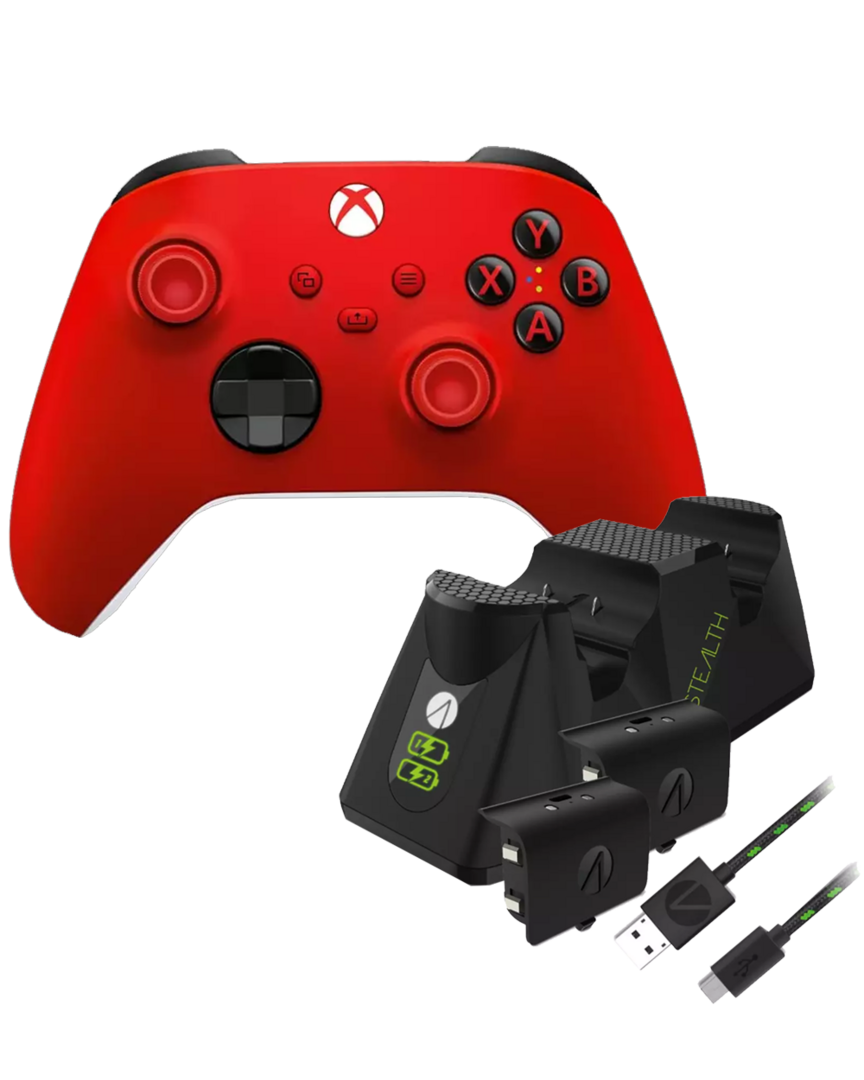 Mando Wireless Pulse Red Valentine + Base de Carga Dual Negra