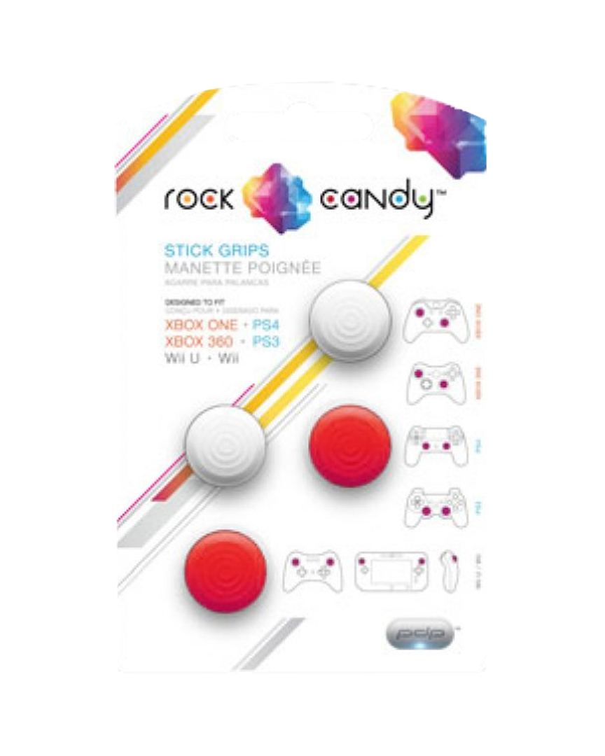 Rock Candy Stick Grips para Mandos (2 Blanco/2 Rojo)