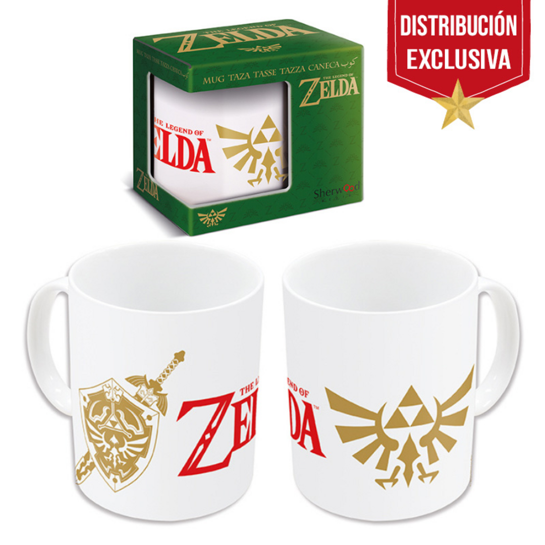 The legend of zelda - taza de 325 ml blanca 2 escudos