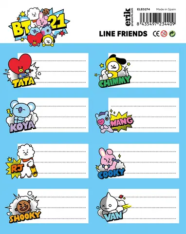 Comprar Etiquetas Adhesivas BT21 